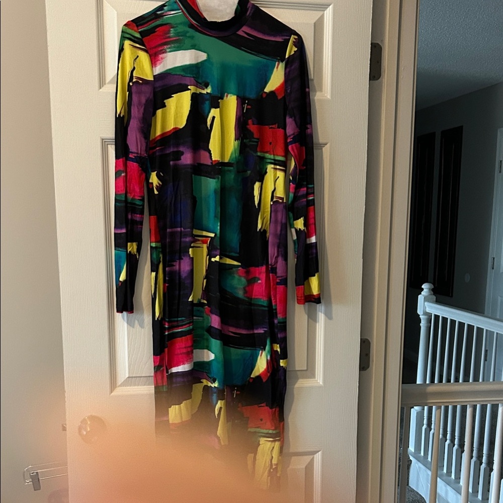 SHEIN Multicolor Abstract Long Sleeve Dress
